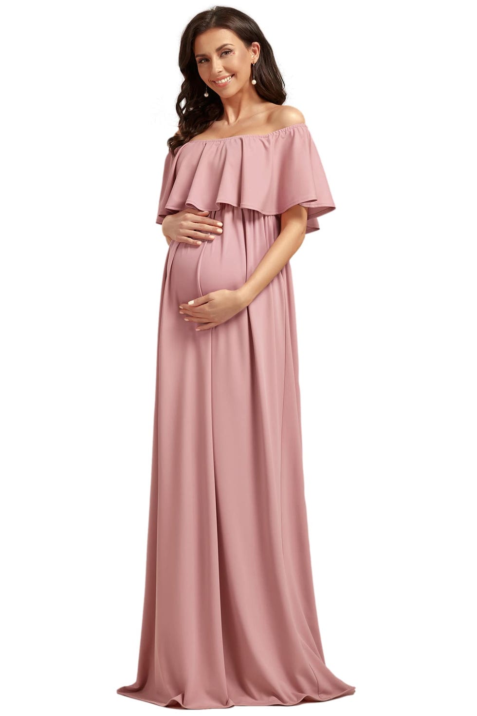 Off-Shoulder Maternity Maxi Dress