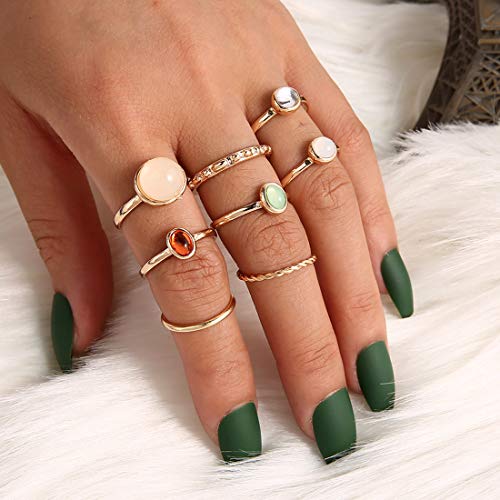 Gold Stone Knuckle Ring Set