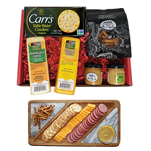 Cheeses, Crackers, Pretzels & Mustard Gift Basket