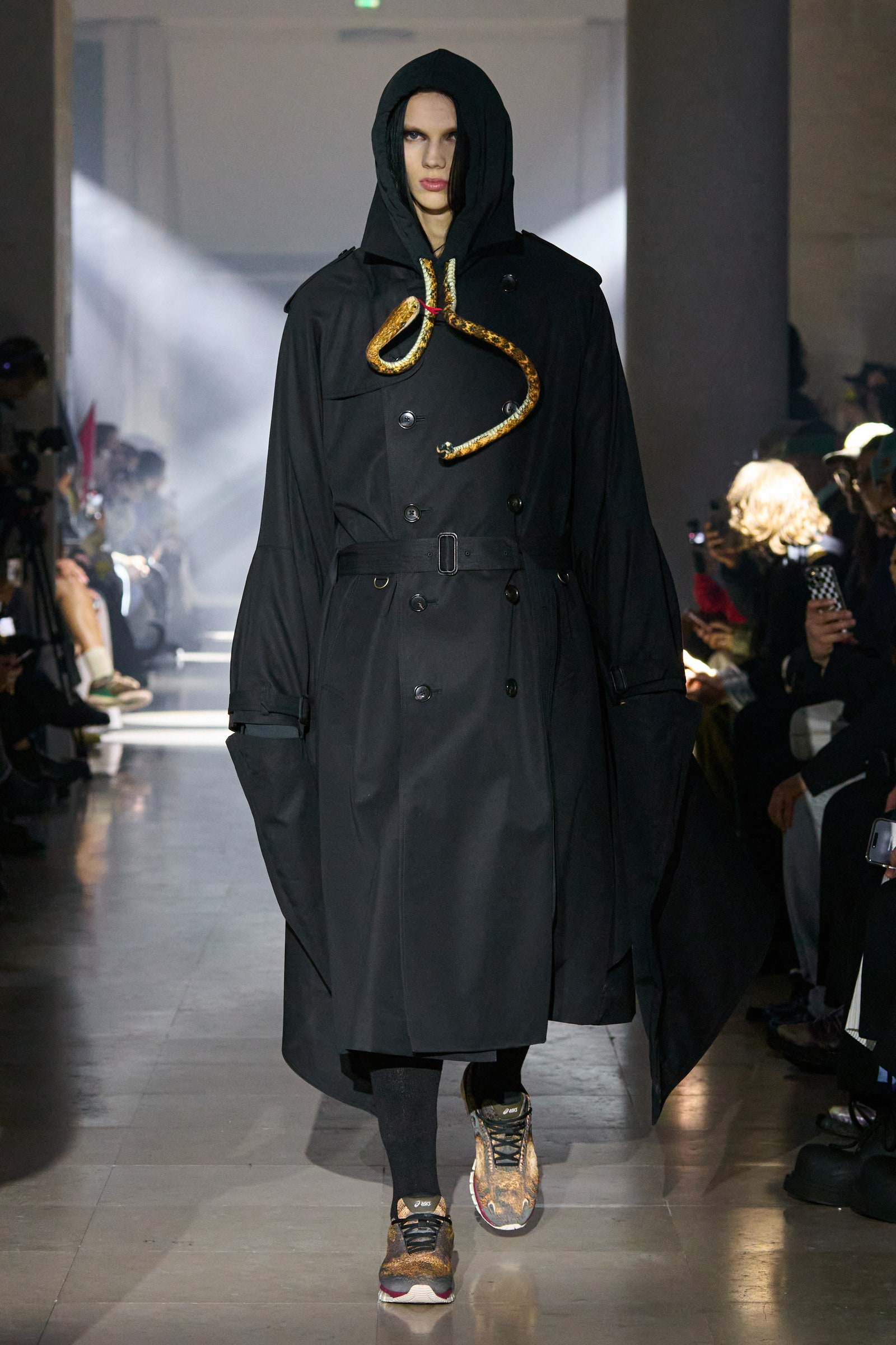 Image may contain Clothing Coat Fashion Adult Person Footwear Shoe Hat and Overcoat