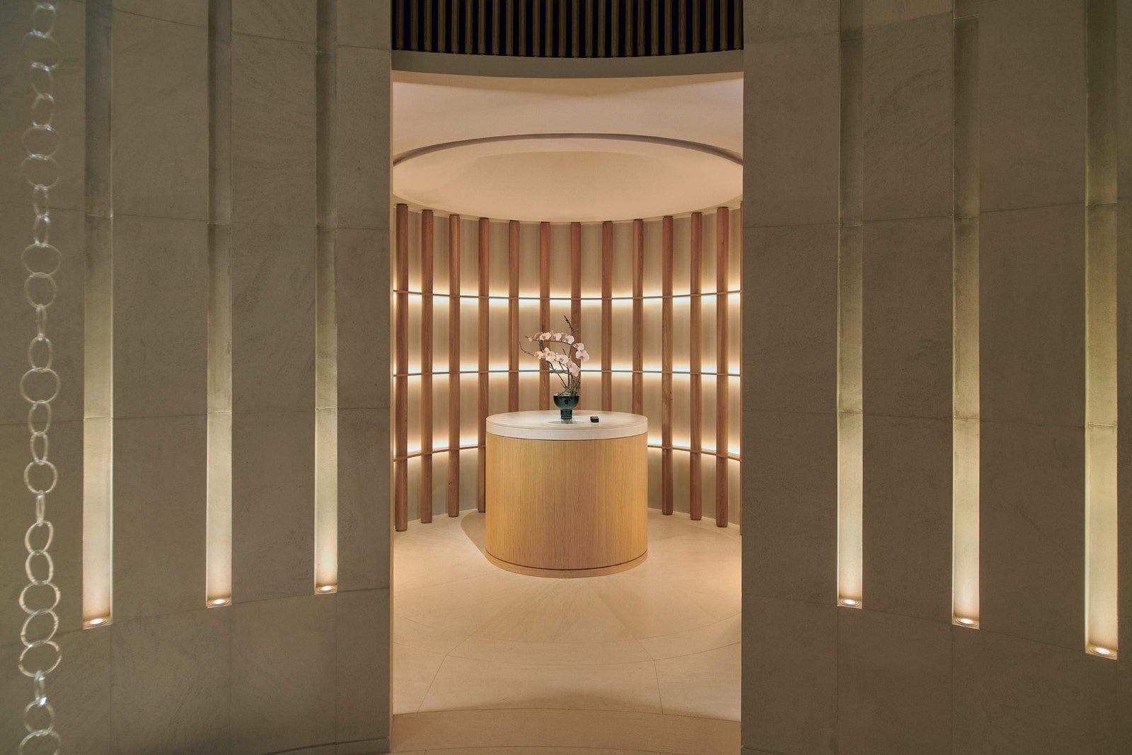 Image may contain Indoors Interior Design Lighting Floor Flooring Sink and Sink Faucet