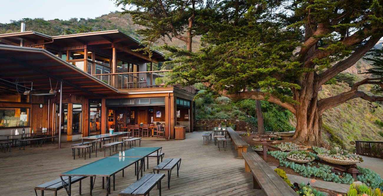 Image may contain Architecture Building Hotel Resort Bench Furniture Nature Outdoors and Scenery