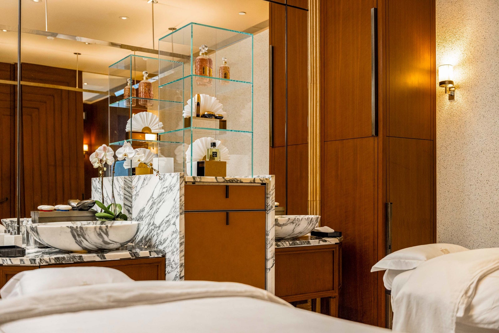 Image may contain Indoors Interior Design Lamp Bed Furniture and Spa