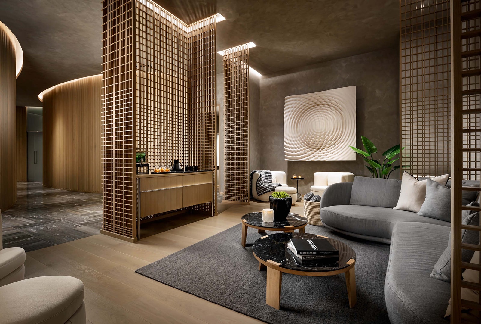 Image may contain Indoors Interior Design Home Decor Architecture Building Furniture Living Room Room and Plant