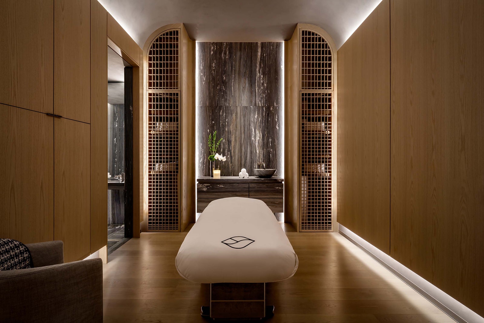 Image may contain Indoors Interior Design Plant Chair Furniture and Spa