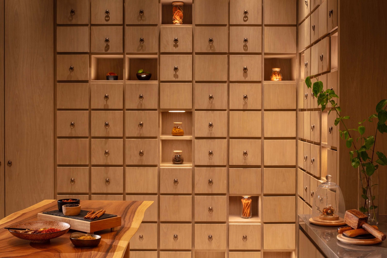 Image may contain Indoors Interior Design Plant and Wood Panels