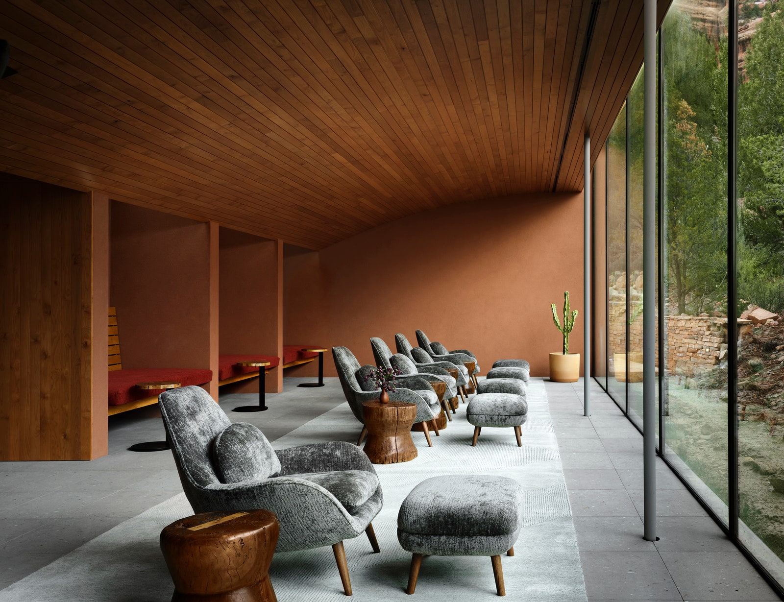 Image may contain Plant Indoors Interior Design Furniture Architecture Building Lounge Chair and Foyer